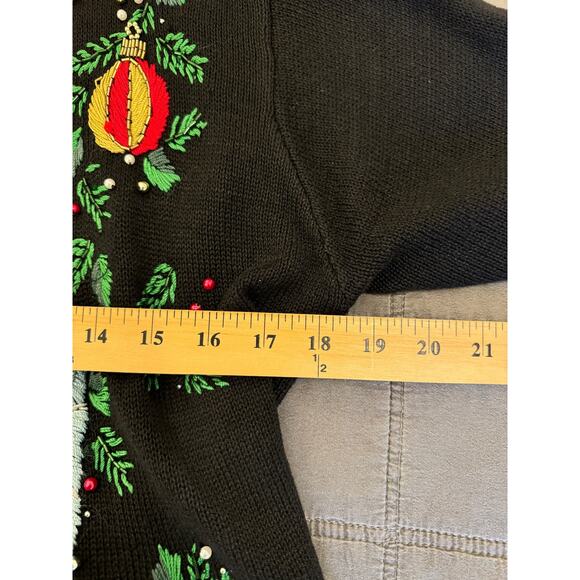 Christmas Holiday Sweater BP Designs Sm Ramie Blend Cardigan Teacher Winter Xmas - Picture 9 of 10